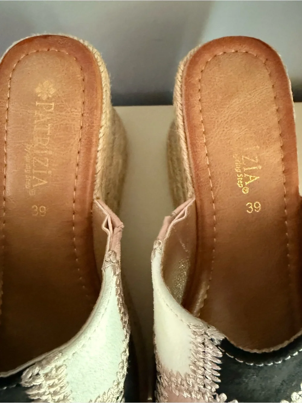 Patrizia Evolet blush multi. 8 1/2. Patchwork blush white black. Worn once